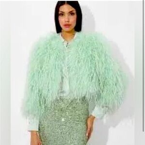 Alice and Olivia Kidman feather
Feathered Jacket